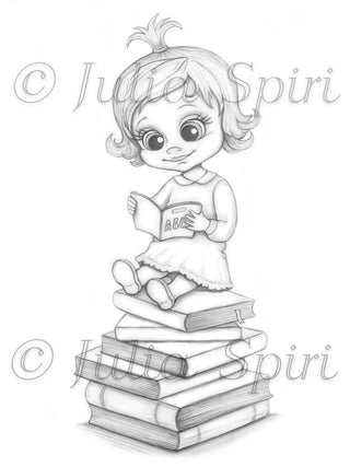 Little Pupil - Printable grayscale coloring page for adults by Julia Spiri, instant download