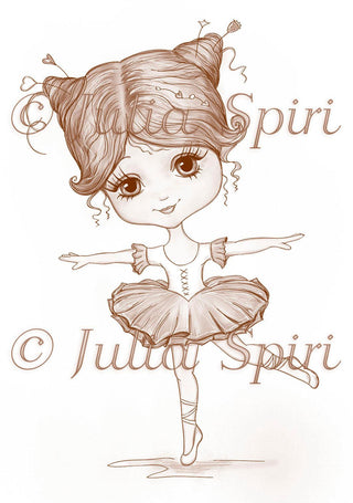 Coloriage. Fille fantaisiste. Petite ballerine