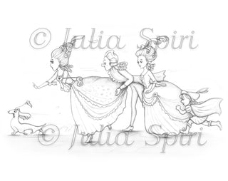 Missing shoe - Printable grayscale coloring page for adults by Julia Spiri, instant download