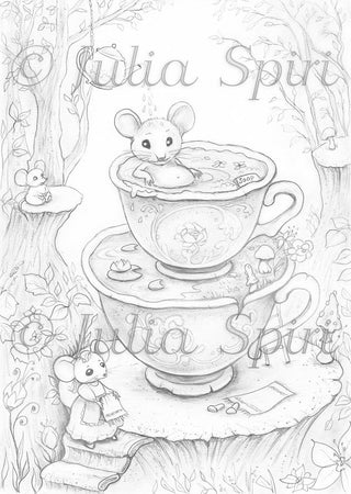 Mouse Spa - Grayscale light version, ideal for delicate blending, printable art