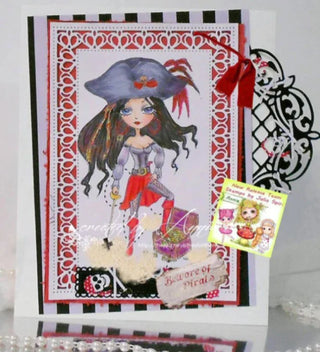 Coloring Page, Pirate Girl with Treasure, Adventure. Georgie Pirate.colored 3