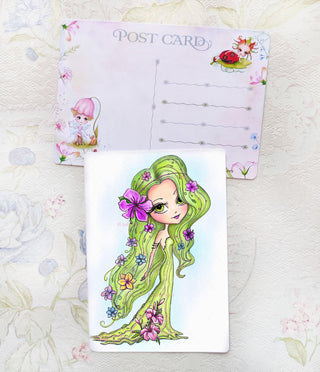 Postcard, Whimsical Creatures. Forest Dwellers. Flower Girl