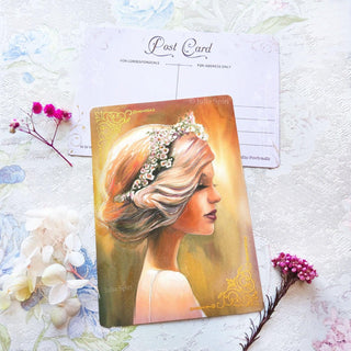 Postcard, Women Portrait. "Romantic Portraits" + Gold Stamping