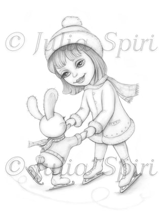 Skate with me - Printable grayscale coloring page for adults by Julia Spiri, instant download