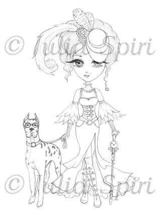 Coloring page, Vintage. Steampunk Lady - The Art of Julia Spiri