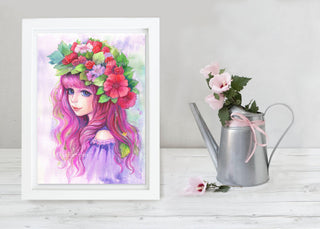 Grayscale Coloring Page. Original Watercolor Painting. Summer Vibes