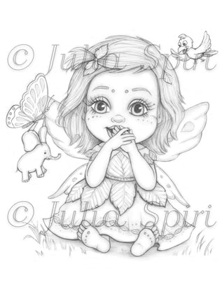 Surprise - Printable grayscale coloring page for adults by Julia Spiri, instant download