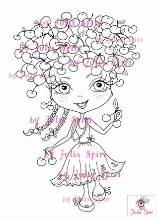 Coloring Page, The Fruity Girl. The Cherry Girl