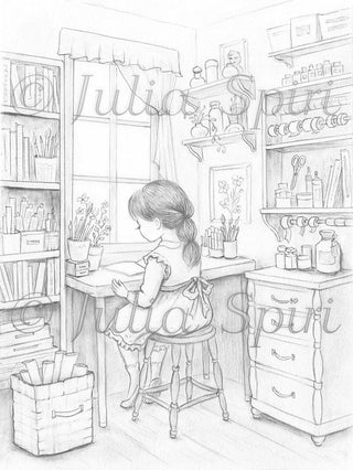The Crafting Corner - Grayscale light version, ideal for delicate blending, printable art