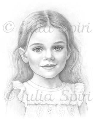 The World Through Her Eyes - Grayscale light version, ideal for delicate blending, printable art