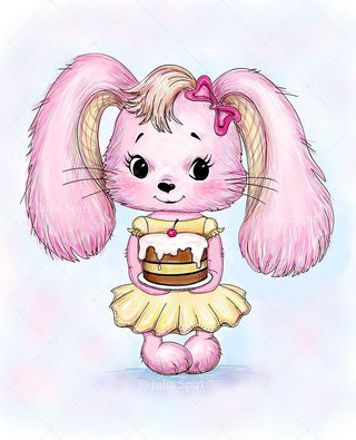 Coloring page. The Bunny and Cake