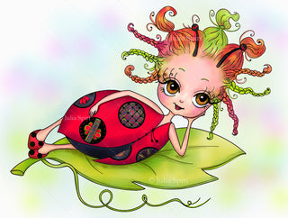 Coloring page, Garden Dweller. The Little Ladybug - The Art of Julia Spiri. colored