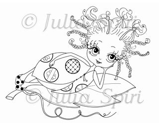Coloring page, Garden Dweller. The Little Ladybug - The Art of Julia Spiri