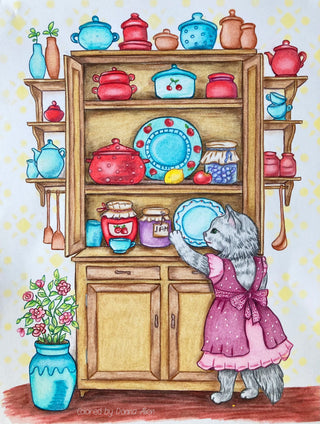 The Mistress of the Kitchen - Beautiful colored version by Julia Spiri, printable coloring page. colored
