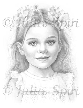 The World Through Her Eyes - Grayscale light version, ideal for delicate blending, printable art