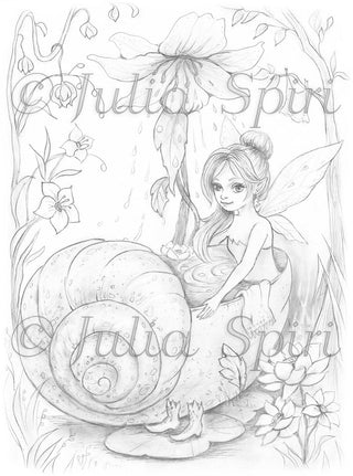 Tinker Bell's Forest Shower - Grayscale light version, ideal for delicate blending, printable art