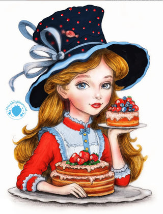 Sweet Temptation -coloring page version 9, printable adult coloring art by Julia Spiri