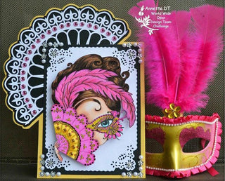 Coloring page, Girl with Mask. The Secrets of Venice