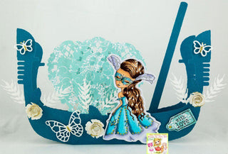 Dibujo para colorear, Chica con máscara. mariposa veneciana