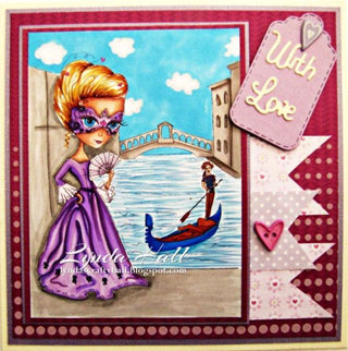 Coloring page, Girl with Mask. Venice