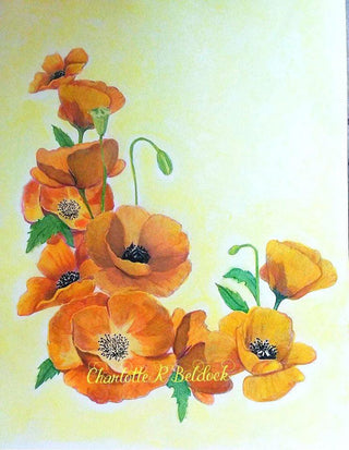 Página para colorear en escala de grises, ramo de flores. Amapolas