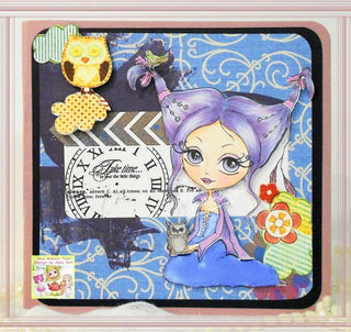 Dibujo para colorear, Chica Gótica. Griselda con Búho