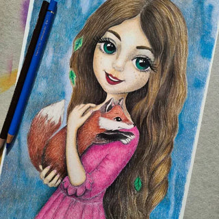 Roxy and Foxy - Grayscale coloring page version 7, printable adult coloring art by Julia Spiri