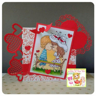 Coloring page, Boy and Girl in Love. The First Kiss - The Art of Julia Spiri