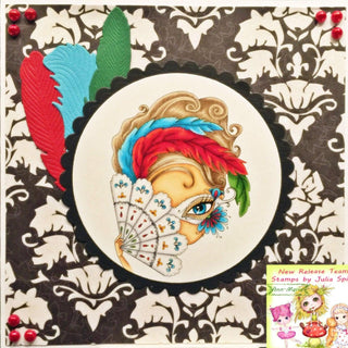 Coloring page, Girl with Mask. The Secrets of Venice