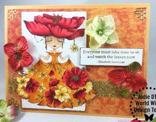 Dibujos para colorear, niña con ropa de flores de fantasía. El vestido de flores