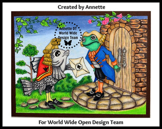 Coloring Page, Alice in Wonderland Creatures. The Fish-Footman and the Frog-Footman