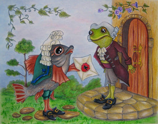 Coloring Page, Alice in Wonderland Creatures. The Fish-Footman and the Frog-Footman