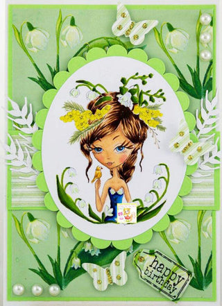 Coloring page, Fantasy Girl. The Spring Flowers