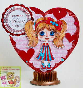 Coloring page, Cute Doll. Girl with pigtails