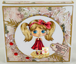 Coloring page, Cute Doll. Girl with pigtails