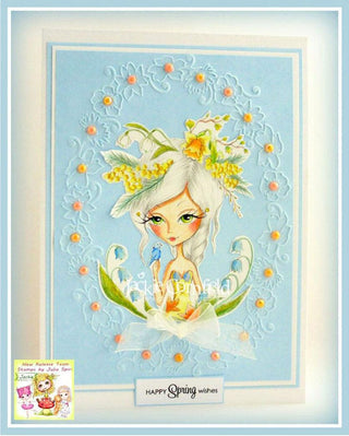 Coloring page, Fantasy Girl. The Spring Flowers