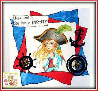 Página para colorear, aventura de la chica pirata. Berta