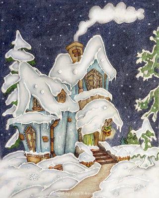 Coloring Page, Fairytale, Winter Home. Winter house