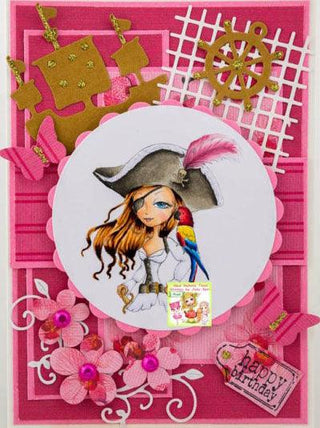 Página para colorear, aventura de la chica pirata. Berta