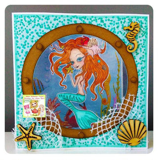 Grayscale Coloring Page, Little Mermaid in Ocean. Oceania Mermaid