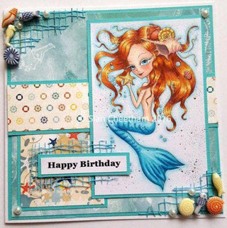 Grayscale Coloring Page, Little Mermaid in Ocean. Oceania Mermaid