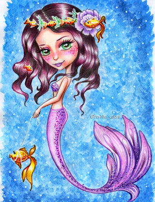 Coloring Page, Whimsy Mermaid. Mother Mermaid