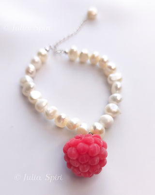 pearl and raspberry bracelet