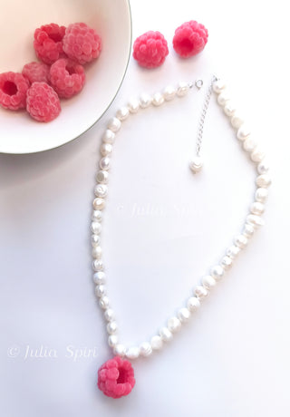pearl and raspberry choker