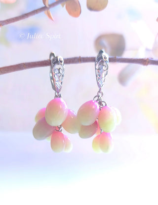Handmade Grape Cluster Polymer Clay Earrings by Julia Spiri