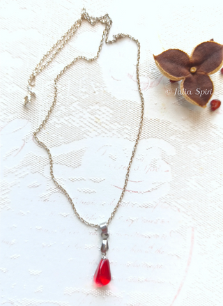 Handmade Pomegranate Seeds UV Resin Earrings & Necklace Set | Botanical Crystal Jewelry