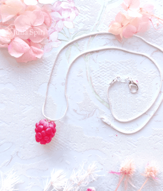 Handmade Polymer Clay Earrings and Necklace. Raspberries