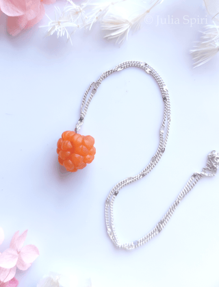 Handmade Polymer Clay Earrings and Necklace. Yellow Raspberry