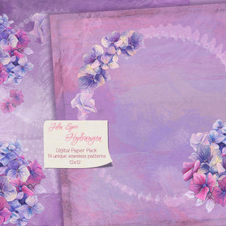 Watercolor Hand Painted Digital Papers, Flowers, Floral Patterns. Hydrangea - The Art of Julia Spiri