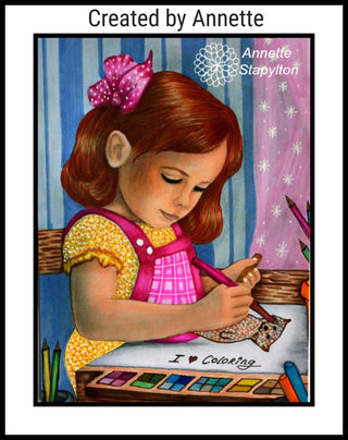 Grayscale Coloring Page, Cute Girl, Realistic Portrait. I love Coloring - The Art of Julia Spiri